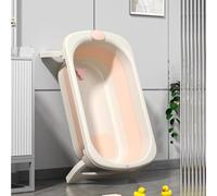 SolarBliss Multipurpose Collapsible Pet Bathtub with Drainage Hole, Portable Folding Bathing Tub with Temperature Sensing, Pink-70.5x42x21.5cm