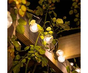 SolarCentre, Multi Falmouth USB Solar Powered Outdoor Festoon Lights - 25 Glass Bulbs