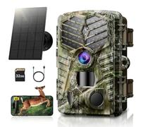 Solareye Trail Camera WiFi - Solar Powered 4K 64MP Video Camera with Night Vision Motion Activated Waterproof with 32GB Micro SD Card, IP66 120° Detection Angle 0.2s Trigger 940nm No Glow LED Wildlife