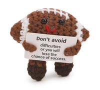Solarfun Handmade Crochet American Football - Amigurumi Yarn Art with Inspirational Card, Eco- Friendly Handmade Gift for Sports Fans,Teacher Appreciation & Coworker Gifts