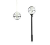 SOLARI Round Ground or Hanging Solar Light with hidden solar panel, Outdoor, Garden Lights Solar Powered Waterproof with Warm White LED Outdoor light for Patio, Yard, Pathway Dusk to Dawn Auto On/Off.
