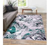 Solarius Modern Grunge Marbling Abstract Area Rugs Aqua 160X230 Cm