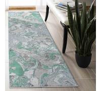 Solarius Modern Grunge Marbling Abstract Area Rugs Aqua 60X220 Cm