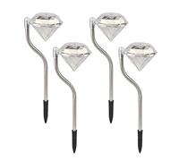 Solarize Set of 8 White LED Garden Diamond Solar Lights for Outdoor Pathway Borders