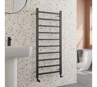 Solaro® 1200 x 500mm Square Bar Straight Heated Towel Rail Radiator Modern Central Heating Bathroom Warmer Wall Mounted Ladder Rad, Matt Black