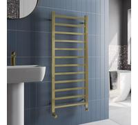 Solaro® 1200 x 500mm Square Bar Straight Heated Towel Rail Radiator Modern Central Heating Bathroom Warmer Wall Mounted Ladder Rad, Brushed Brass