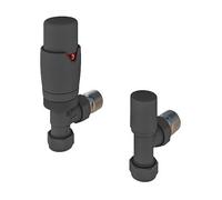 Solaro 15mm Designer Thermostatic Angled Radiator Valve & Lockshield - Matt Anthracite
