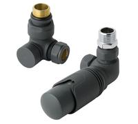 Solaro 15mm Thermostatic Corner Radiator Valve & Lockshield - Matt Anthracite