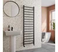 Solaro® 1600 x 500mm Square Bar Straight Heated Towel Rail Radiator Modern Central Heating Bathroom Warmer Wall Mounted Ladder Rad, Matt Black