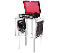 solaround Acrylic Record Player Stand, with Vinyl Storage, Clear Acrylic Side Table (Clear)