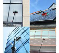 SolarPowered Tscopic Window Cleaning Tool with Water Supply Extendable Squeegee for Efforss Outdoor Glass Cleaning and StreakFree Shine