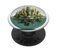 Solarpunk City Glass Bubble Futuristic Utopia PopSockets Adhesive PopGrip