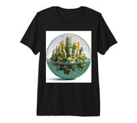 Solarpunk City Glass Bubble Futuristic Utopia Premium T-Shirt