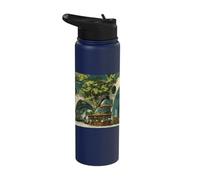 Solarpunk Coffee Shop Architecture Eco City Art Stainless Steel Insulated Water Bottle