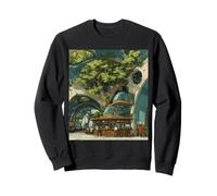 Solarpunk Coffee Shop Architecture Eco City Art Sweatshirt