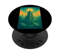 Solarpunk Eco Future City Art Nature Tech Sustainability PopSockets Adhesive PopGrip