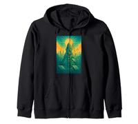 Solarpunk Eco Future City Art Nature Tech Sustainability Zip Hoodie