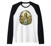 Solarpunk Wind Energy Eco Future Nature Tech Design Raglan Baseball Tee