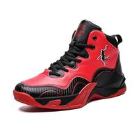 Solastride Men's Plus Size Basketball Shoes Anti Slip Wear-Resistant Shock-Absorbing Grab Grip Outdoor Casual Sports Shoes(Red,11 UK)