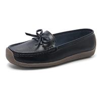 Solaud Women's Casual Leather Loafers Comfort Soft Wild Driving Slip-on Oxford Penny Moccasins Nurses Work Daily Walking Flats Shoes Big Black 5