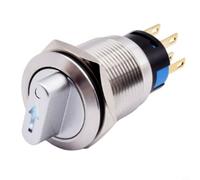Solaughguy 19mm Rotary Switch Latching 3 Position 2NO2NC 110-220V Push Button Switch with LED Indicator IP66 IK09 Protection for Industrial Equipment and For CNC(White)