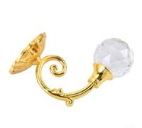 Solaughguy 2 Pack Curtain Holdbacks Wall Tie Backs Hooks for Curtains, Metal with For Crystal Decor, Curve Design, Silver and Gold Home Hardware (Includes 2 Screws)(Gold)