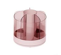 Solaughguy 360 Degree Rotating Desk Organiser with 6 Compartments for Pens, Pencils and Makeup Brushes, Sturdy PS+HIPS Material, Color Options for Home, Office(Pink)