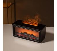 Solaughguy 3D Fireplace Flame Aroma Diffuser with 7 Color Changing Night Light, Humidifier with Remote Control for Home, Whisper Quiet Aromatherapy Machine,(Black)