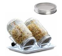 Solaughguy 4 Pack Stainless Steel Sprouting Jar Lids Set, 7 cm Detachable Mesh for Sprouting, Spice, Sugar and Flour, 304 Stainless Steel with Excellent