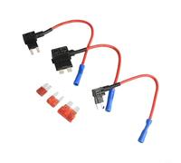 Solaughguy 6 Pcs Car Add-a-Circuit Fuse Tap Adapter Kit with Standard, Medium, Small, and Mini Blade Fuse Holders, Copper Piggyback Fuse Connectors for 12V-24V Trucks, Ca