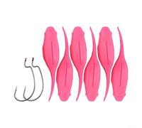 Solaughguy 6pcs 10cm Tadpole Swimbait Soft Lure with 2 Hooks, Sinking Floating Wobblers for Freshwater Fishing, Long Tailed Crankbait for Bass Pike Trout,(pink)