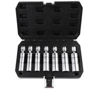 Solaughguy 7Pcs 3/8 in Spark Socket Set, 14mm 16mm 18mm 21mm 9/16 13/16 3/4 mm, Socket Wrench Tool Kit for Mechanics, High-Strength Steel Construction with