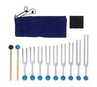 Solaughguy 9 Pcs Aluminum Tuning Fork Set for Healing and Meditation with 174-963 Frequency Range for Chakra Therapy and Bone Conduction Testing