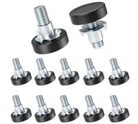 Solaughguy Adjustable 14-TPI Leveling Feet for Furniture - 12-Piece Set with T-Nuts, Galvanized Steel & Black PP Base, 8.5-19 mm Height Adjustment, Noise-Reducing