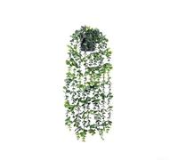 Solaughguy Artificial Hanging Vine with Eucalyptus Leaves - Realistic Potted Plant Decor for Indoor and Outdoor Shelves, Grey/Green/White Plastic Foliage in(green white)