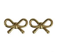 Solaughguy Brass Bow Drawer Handles 2-Pack, Gold Cabinet Knobs for Furniture, 50x32x24mm, with 25mm Screws for Drawer, Door, Shoe Cabinet, Bedside Table Storage