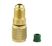 Solaughguy Brass Male 5/16" x Female 1/4" SAE Adapter for Air Conditioning Systems - Compatible with R32, R410A, and R22 Refrigerants - Gold Finish, High-Pressure Valve