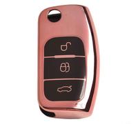 Solaughguy Car Remote Key Cover Case Compatible with Fiesta Focus 3-Button Key, Scratch-Resistant and Water-Resistant Protective Shell with Soft Tou(Pink)