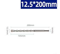 Solaughguy Carbide Tipped Masonry Concrete Drill Bit for Shank, 200mm Length, Compatible with Drills, for Brick Stone and Light Concrete(12.5mm)