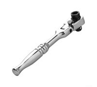 Solaughguy Chrome-Vanadium Ratchet Wrench with Ergonomic Curved Handle, 180° Folding Head, Compact 4.6 in (117 mm) Design for Tight Spaces - Professional Hand Tool for(White)