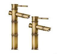 Solaughguy Classic Antique Finish Brass Faucet For Bathroom Basin WC Garden Sink Single Handle Deck Mounted Water Tap With Spool Valve(L)