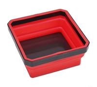 Solaughguy Collapsible Magnetic Screw Tray| 4.5 Inch Silicone Tool Part Storage Bowl with Expandable Design for Carpenters and Plumbers| Space-Saving Organizer for Screws and(red)