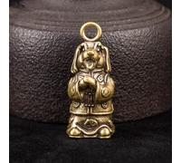 Solaughguy Copper Figurine - Handmade Vintage Brass Animal Statue for Home Decor, 3.2 cm Tall Small Ornament with Antique Finish, Collectible Chinese(Dog)