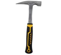 Solaughguy Geological Hammer with Flat Head and Pointed Tip Made of 45 Steel for Mining Exploration, Masonry and Outdoor Construction with Anti-Skid Rubber(A)