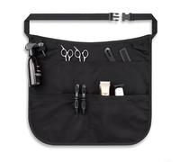 Solaughguy Hair Stylist Waist Apron with 5 Pockets, Adjustable Belt Half Waist Design for Barbers, Makeup Artists, Groomers; Fade-Resistant Polyester Tool Storage, Black, 22 x