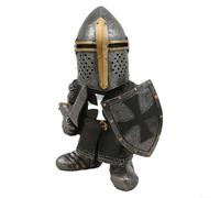 Solaughguy Medieval Gnome Guard Statue, Hand-Painted Resin Figurine with Halberd and Helmet, Gothic Dwarf Ornament for Home Garden Yard Decor, Unique Battle(W143)