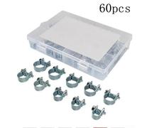 Solaughguy Mini Hose Clamps for Fuel Lines, Diesel & Air Pipes - Carbon Steel Nut-and-Bolt Style Cable Clamps, 50 or 60 pcs Assortment Pack, 7-18 mm Adjustable Diameter,(60X)