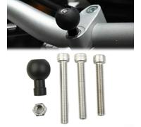 Solaughguy Motorcycle Handlebar Clamp Base with 1" Ball and M8 Screws for RAM-B-367U Compatible with For RAM Mounts, Black + Silver Aluminum Alloy Top Clamp Mount