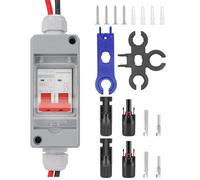 Solaughguy Photovoltaic DC Isolator Switch 32A 500V IP65 Waterproof Solar Panel Disconnect Switch for PV Systems, 2P Circuit Breaker with PV Connectors, ABS+PC