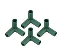 Solaughguy Plastic Plant Support Connector for 16mm Tubing - 4-Pack Greenhouse Frame Joint Bracket, T-Joint/Right-Angle/Cross / 5-Way Styles, Gardening Climbing(Right-angle 3ways)